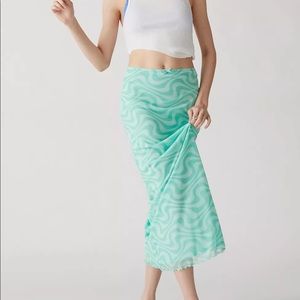 UO Wave Maxi Mesh Skirt in Light Green